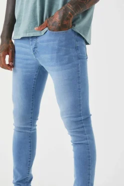 Outlet boohooMAN Super Skinny Stretch Jean light blue