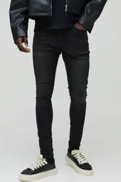 Cheap boohooMAN Super Skinny Stretch Jean washed black