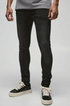 Fashion boohooMAN Super Skinny Stretch Jean In charcoal
