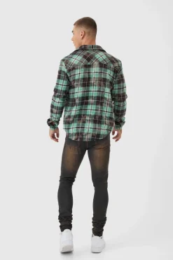 Online boohooMAN Super Skinny Stretch Stacked Tinted Jeans brown