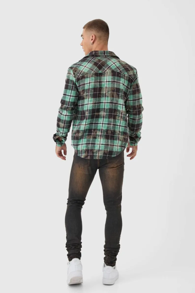 Online boohooMAN Super Skinny Stretch Stacked Tinted Jeans brown
