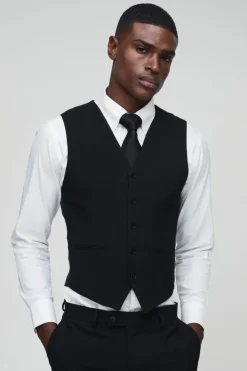 Clearance boohooMAN Super Skinny Waistcoat black