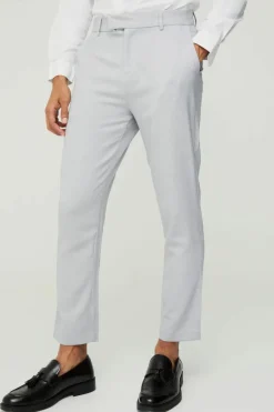 New boohooMAN Tailored Marl Tapered Trousers grey