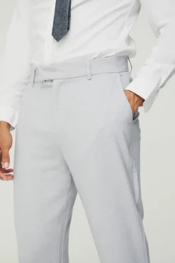 New boohooMAN Tailored Marl Tapered Trousers grey