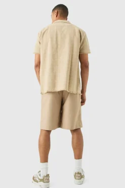 Flash Sale boohooMAN Tailored Pleated Front Jorts oatmeal