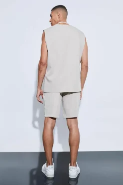 Online boohooMAN Tailored Pull Over Waistcoat bone