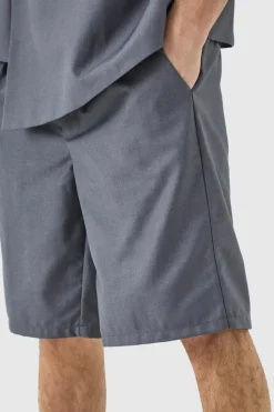 Shop boohooMAN Tailored Shorts charcoal