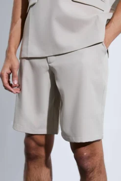 Flash Sale boohooMAN Tailored Wide Leg Shorts bone