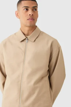 New boohoo Tailored Zip Up Boxy Fit Harrington Smart Set oatmeal