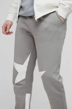 Cheap boohooMAN Tall Applique Slim Star Gusset Jogger charcoal