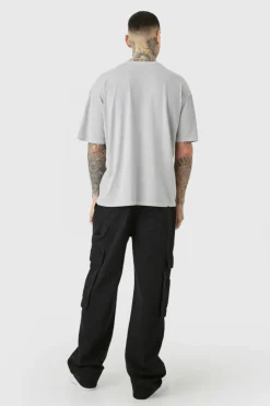 Cheap boohooMAN Tall Baggy Fit Cargo Jeans black