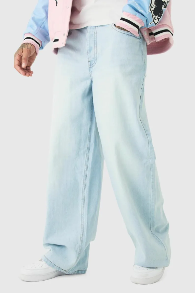 Discount boohooMAN Tall Baggy Fit Rigid Denim Jeans ice blue