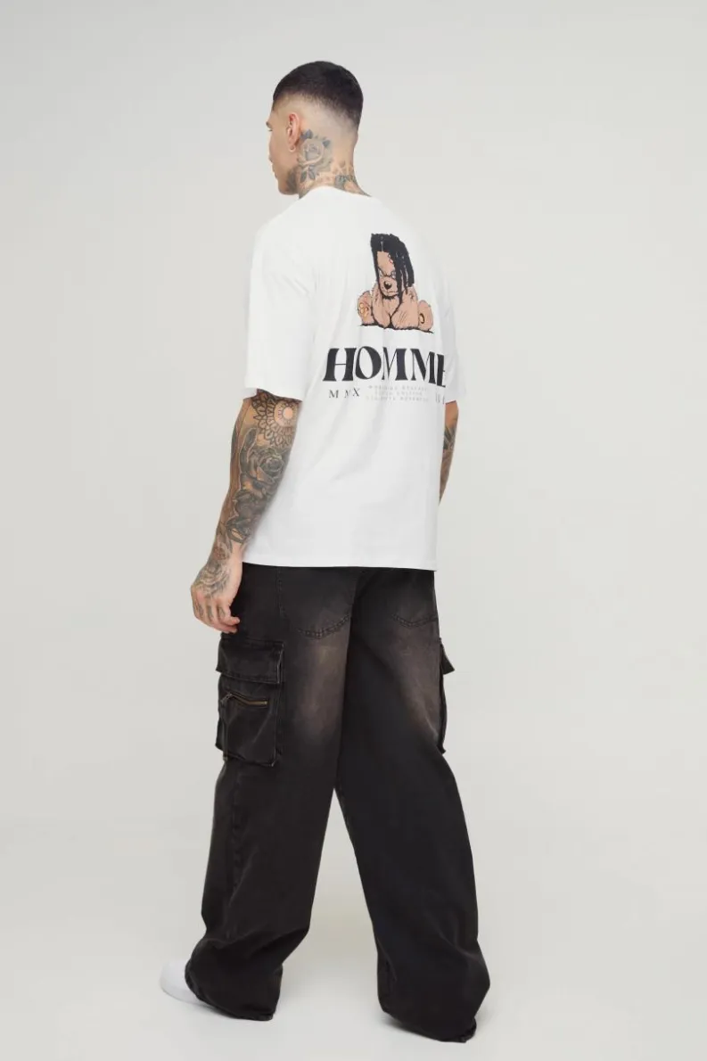 Cheap boohooMAN Tall Baggy Rigid Cargo Jeans brown