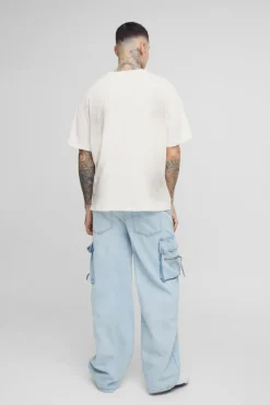Flash Sale boohooMAN Tall Baggy Rigid Cargo Jeans light blue