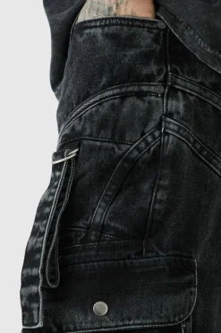 Clearance boohooMAN Tall Baggy Rigid Strap And Buckle Detail Jeans washed black