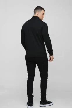 Best boohooMAN Tall Basic Regular Fit Roll Neck Jumper in black