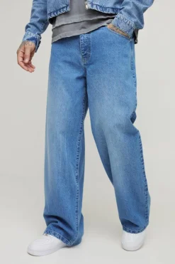 Flash Sale boohooMAN Tall Belted Baggy Fit Jeans light wash