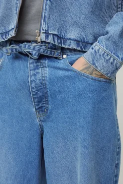 Flash Sale boohooMAN Tall Belted Baggy Fit Jeans light wash