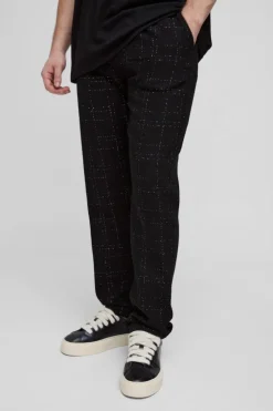 Best boohooMAN Tall Boucle Tapered Trousers black