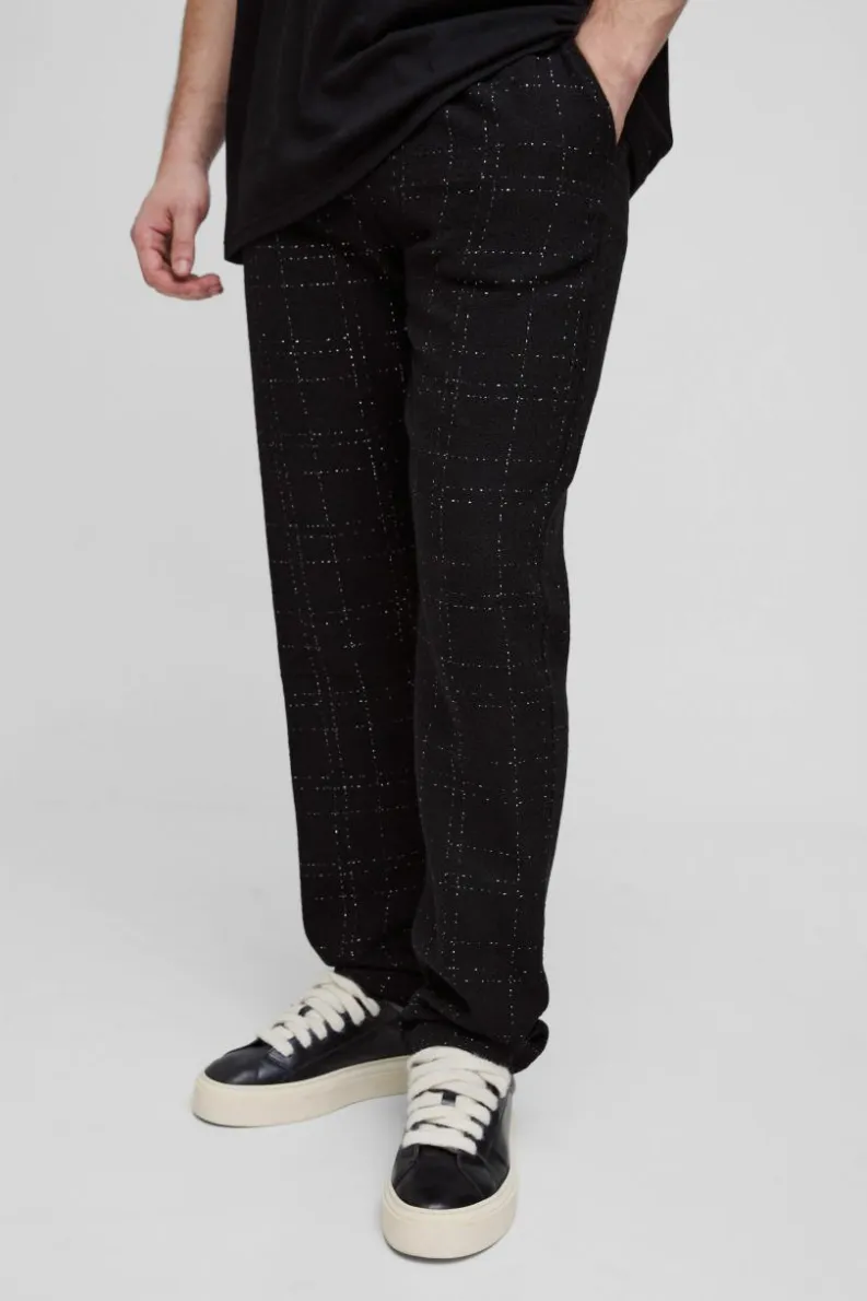 Best boohooMAN Tall Boucle Tapered Trousers black