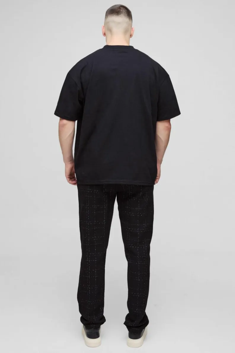Best boohooMAN Tall Boucle Tapered Trousers black