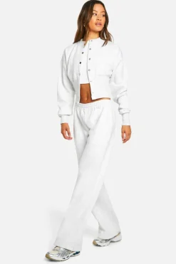 Outlet boohoo Tall Button Through Tracksuit ash grey