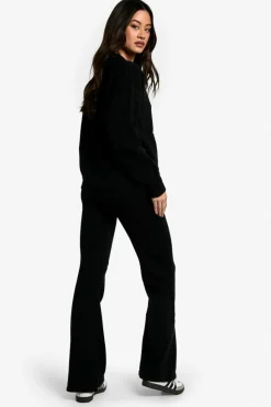 Best boohoo Tall Cardigan And Flare Trouser Co Ord black