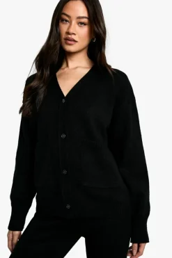 Best boohoo Tall Cardigan And Flare Trouser Co Ord black