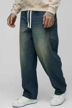 Clearance boohooMAN Tall Cargo Pocket Skate Jeans mid wash