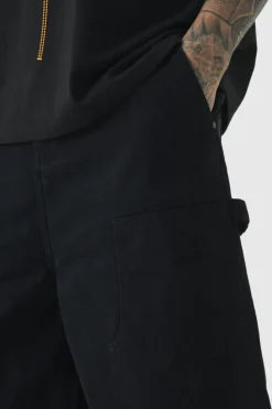 Clearance boohooMAN Tall Carpenter Detail Denim Jorts In black