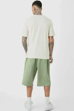 Clearance boohooMAN Tall Carpenter Loopback Jorts khaki