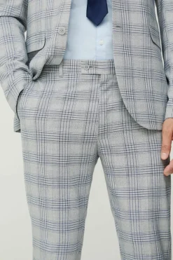 Discount boohooMAN Tall Checked Skinny Fit Trousers grey