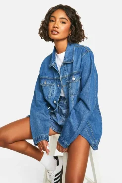 New boohoo Tall Denim Blue Oversized Jacket washed blue