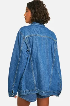 New boohoo Tall Denim Blue Oversized Jacket washed blue