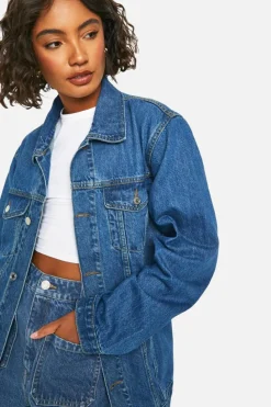 New boohoo Tall Denim Blue Oversized Jacket washed blue