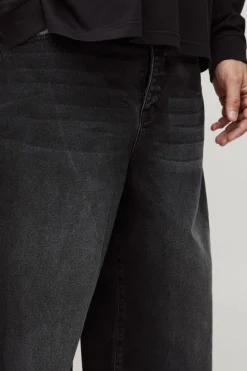Discount boohooMAN Tall Denim Parachute Jeans washed black