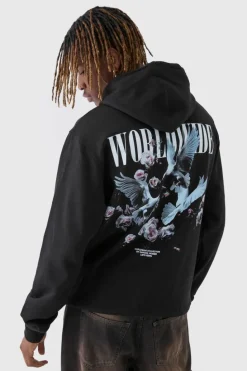 Best Sale boohooMAN Tall Dove Worldwide Regular Fit Hoodie black