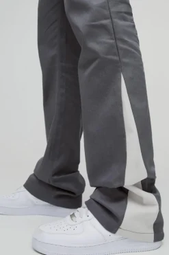 Best boohooMAN Tall Drawcord Waist Stacked Flared Gusset Trousers charcoal