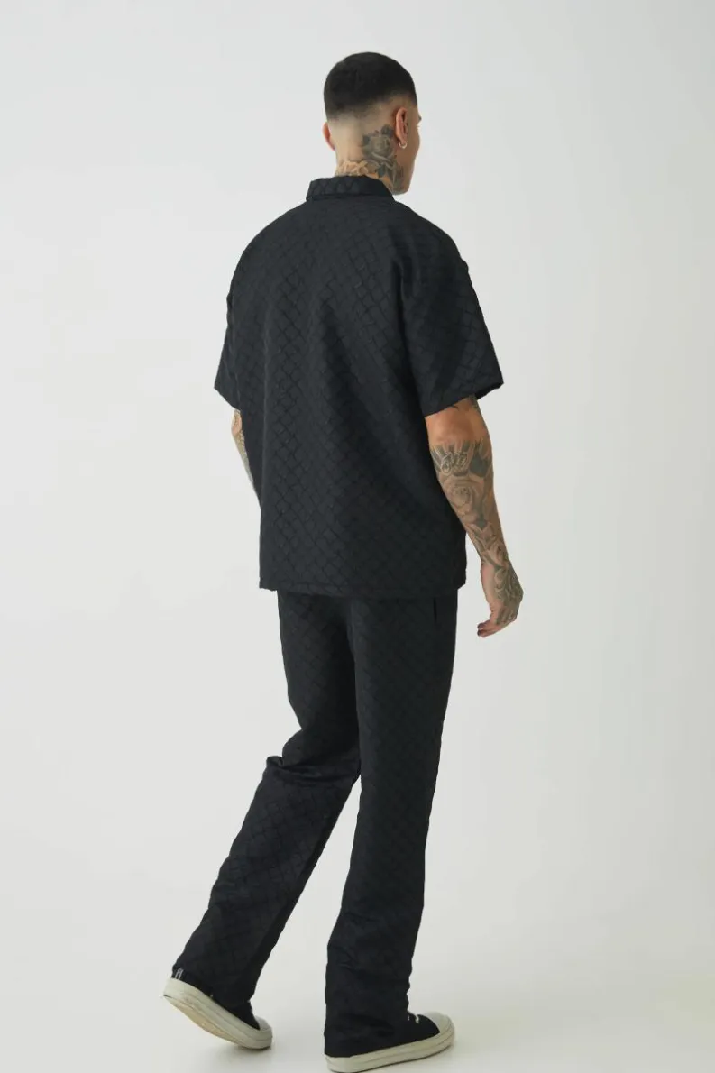 Best boohoo Tall 3D Texture Polo and Trouser Set black
