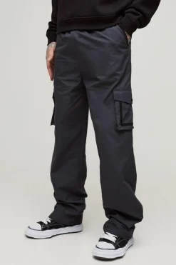 Fashion boohooMAN Tall Elasticated Relaxed Fit Ripstop Cargo Trouser charcoal