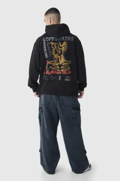 Sale boohooMAN Tall Elasticated Waist Acid Wash Parachute Cargo Jeans black