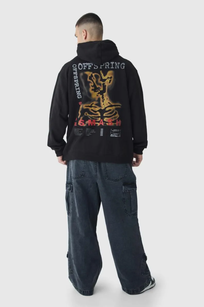 Sale boohooMAN Tall Elasticated Waist Acid Wash Parachute Cargo Jeans black