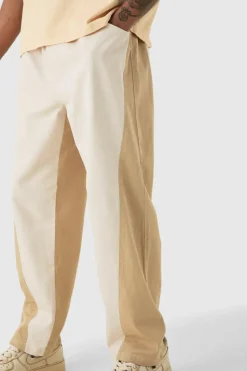 Outlet boohooMAN Tall Elasticated Waist Twill Crop Twisted Seam Washed Trouser taupe