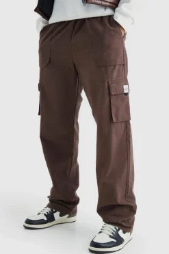 Cheap boohooMAN Tall Elastic Waist Relaxed Fit Buckle Cargo Jogger chocolate