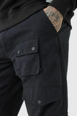 Best Sale boohooMAN Tall Fixed Waist Relaxed Fit Cargo Trouser black