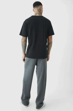 Hot boohooMAN Tall Fluffy Knit Relaxed Fit Joggers charcoal