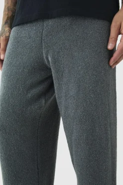 Hot boohooMAN Tall Fluffy Knit Relaxed Fit Joggers charcoal