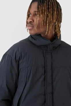 Fashion boohooMAN Tall Funnel Neck Padded Jacket In black
