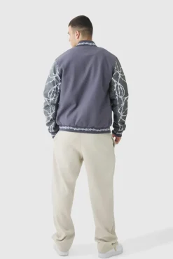 Best Sale boohooMAN Tall Gothic Applique Bomber Jacket grey
