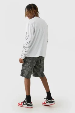 Cheap boohooMAN Tall Graphic Long Sleeve T-Shirt white
